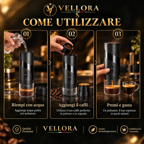 Macchina da Caffè Espresso Portatile Ricaricabile – Compatibile con Capsule e Caffè Macinato